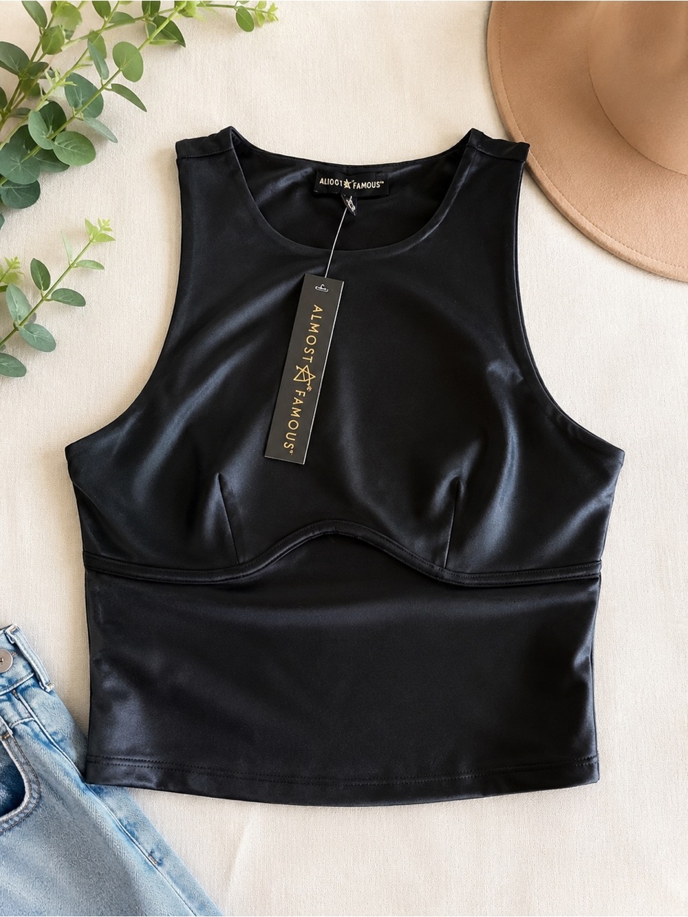 Almost Famous Black Cropped Tank
